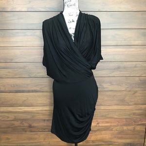 V Neck 3/4 Sleeve Black Cocktail Dress